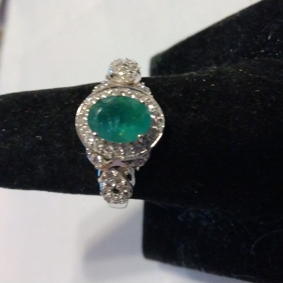 Stamped .925 Grandiderite and Diamond Ring. 4.3 Grams